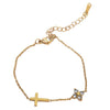 Wholesale Women's Simple Electroplated Stainless Steel Cross And Flower Zircon Bracelet Jewelry