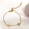 Wholesale Women's Simple Electroplated Stainless Steel Cross And Flower Zircon Bracelet Jewelry
