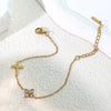 Wholesale Women's Simple Electroplated Stainless Steel Cross And Flower Zircon Bracelet Jewelry