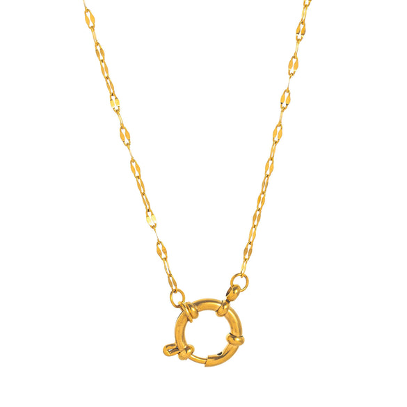 Wholesale Women's Simple Electroplated Stainless Steel Heart Shape Mixed Gemstone Setting Pendant Necklace