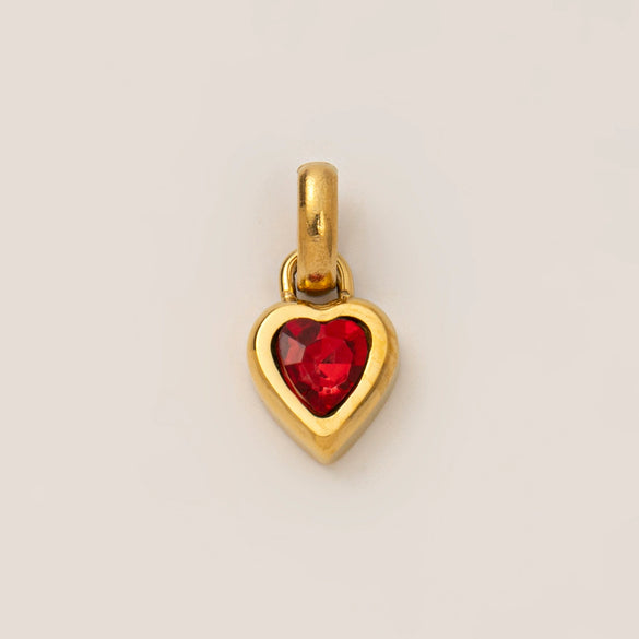 Wholesale Women's Simple Electroplated Stainless Steel Heart Shape Mixed Gemstone Setting Pendant Necklace