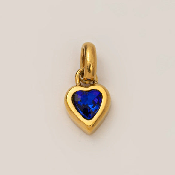 Wholesale Women's Simple Electroplated Stainless Steel Heart Shape Mixed Gemstone Setting Pendant Necklace