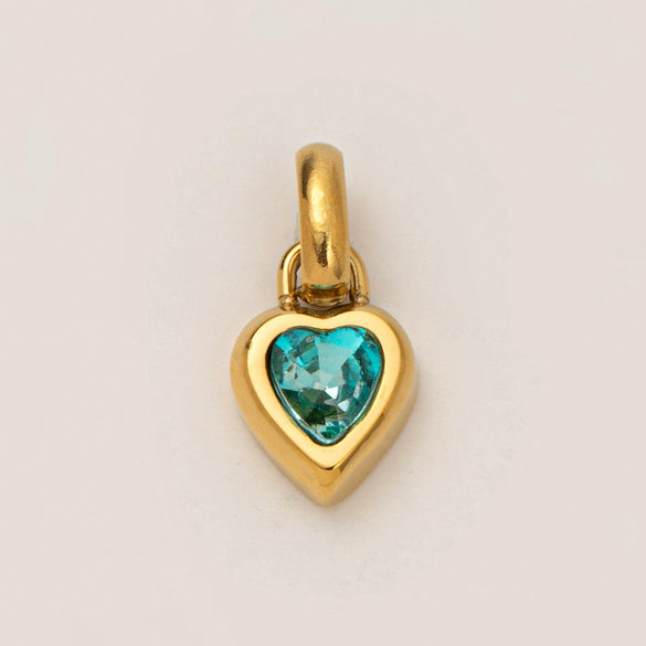 Wholesale Women's Simple Electroplated Stainless Steel Heart Shape Mixed Gemstone Setting Pendant Necklace