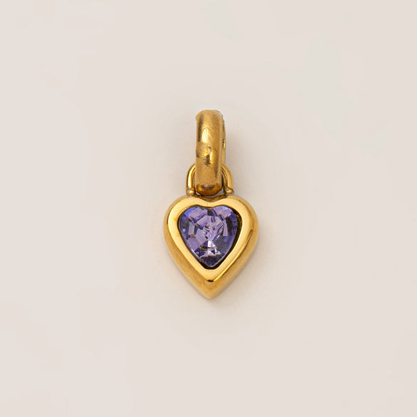 Wholesale Women's Simple Electroplated Stainless Steel Heart Shape Mixed Gemstone Setting Pendant Necklace