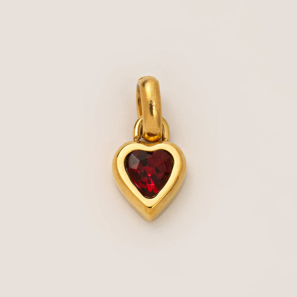 Wholesale Women's Simple Electroplated Stainless Steel Heart Shape Mixed Gemstone Setting Pendant Necklace