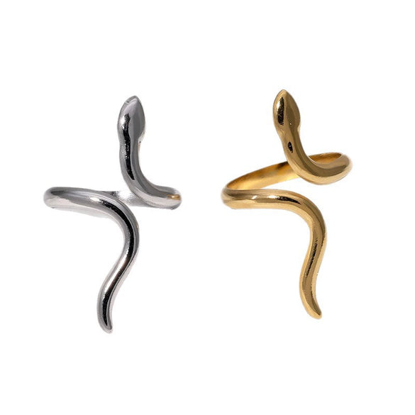 Wholesale Women's Simple Electroplated Stainless Steel Snakeshaped Zodiac Ring With Adjustable Opening