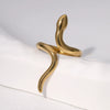 Wholesale Women's Simple Electroplated Stainless Steel Snakeshaped Zodiac Ring With Adjustable Opening