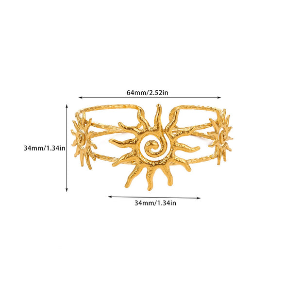 Wholesale Women's Simple Electroplated Stainless Steel Sun Open Bracelet Light Luxury Highend Jewelry