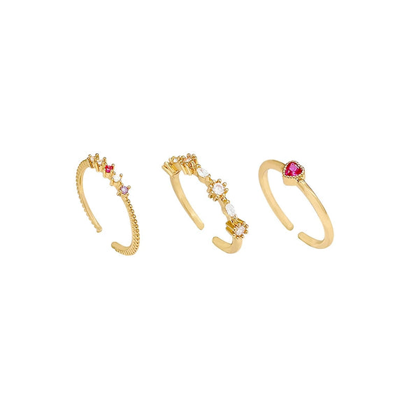 Wholesale Women's Simple Elegant Cold Style Light Luxury Love Zircon Ring Copper Electroplating Heart Shape Hand Jewelry