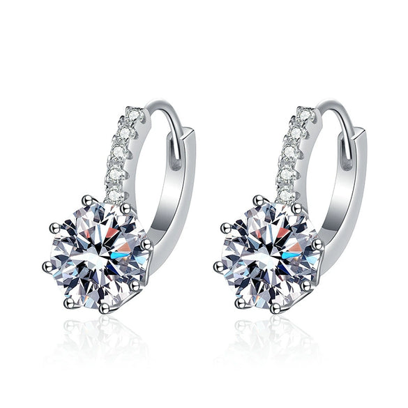 Wholesale Women's Simple Elegant S925 Sterling Silver Moissanite Earrings With Geometric Design And Electroplating