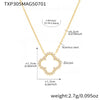 Wholesale Women's Simple Elegant Stainless Steel Cut Out Super Flash Zircon Fourleaf Flower Necklace Bracelet Set With Electroplating