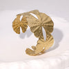 Wholesale Women's Simple Fanshaped Hammer Pattern Stainless Steel 18K Goldplated Open Bracelet Hand Jewelry