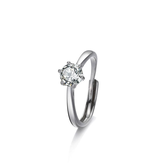 Wholesale Women's Simple Fashion Classic Geometric S925 Sterling Silver Artificial Diamond Ring