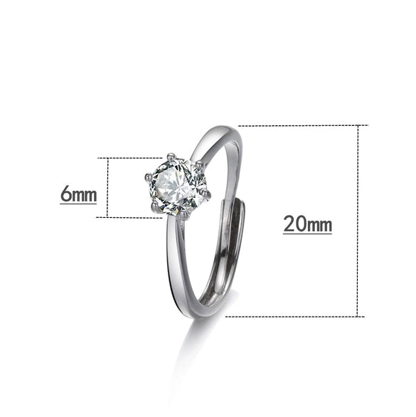 Wholesale Women's Simple Fashion Classic Geometric S925 Sterling Silver Artificial Diamond Ring