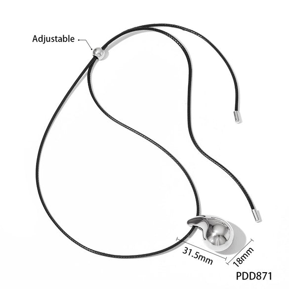 Wholesale Women's Simple Fashion Exaggerated Hollow Five Pointed Star And Heart Pendant Necklace With Wax Rope Chain Made Of Stainless Steel With Electroplating Treatment