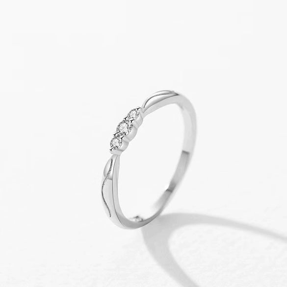 Wholesale Women's Simple Fashion Geometric S925 Sterling Silver Ripple Wave Ring With Electroplating