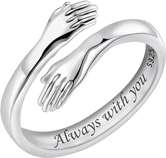 Wholesale Women's Simple Fashion Geometric 925 Sterling Silver Hug Ring With Electroplating