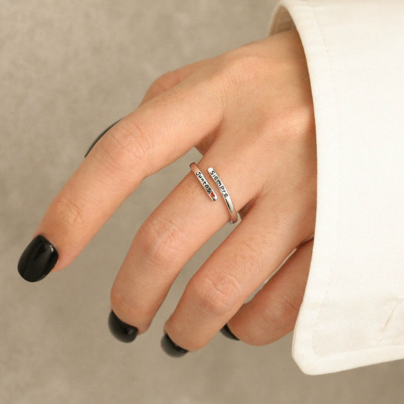 Wholesale Women's Simple Fashion Geometric 925 Sterling Silver Love Ring With Electroplating