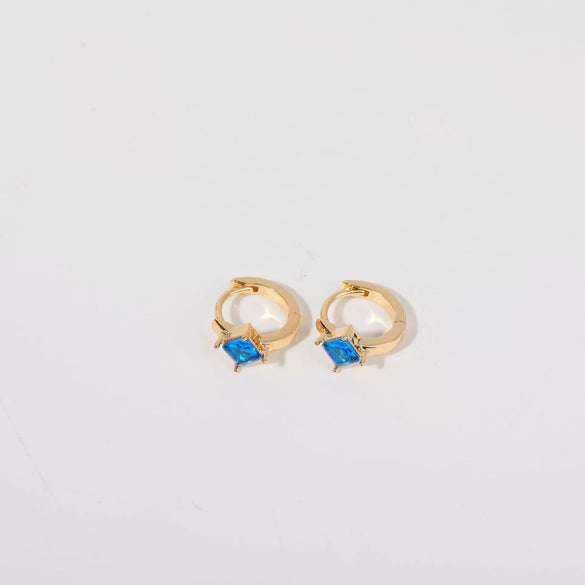 Wholesale Women's Simple Fashion Rhombus Pattern Copper Diamond Earrings Jewelry