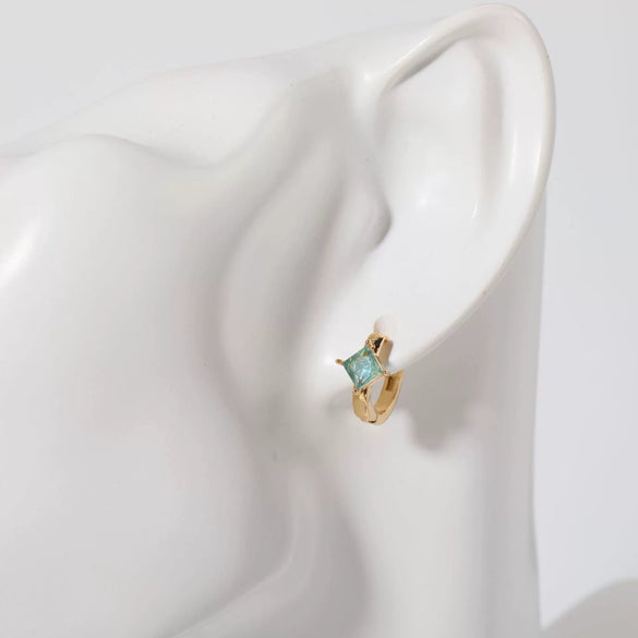Wholesale Women's Simple Fashion Rhombus Pattern Copper Diamond Earrings Jewelry