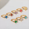 Wholesale Women's Simple Fashion Rhombus Pattern Copper Diamond Earrings Jewelry