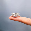 Wholesale Women's Simple Fashion Square Cut Dense Nail Doublering Ring S925 Sterling Silver Geometric Electroplated