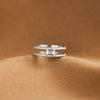 Wholesale Women's Simple Fashion Square Cut Dense Nail Doublering Ring S925 Sterling Silver Geometric Electroplated