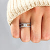 Wholesale Women's Simple Fashion Square Cut Dense Nail Doublering Ring S925 Sterling Silver Geometric Electroplated
