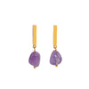 Wholesale Women's Simple Fashion Stainless Steel Earrings Inlaid With Natural Stone And Pvdp Furnace Real Gold In Geometric Design