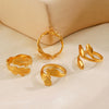 Wholesale Women's Simple Fashion Stainless Steel Leaf Opening Ring With 18K Gold Plated Electroplating In Plant Flowers Style