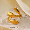 Wholesale Women's Simple Fashion Stainless Steel Leaf Opening Ring With 18K Gold Plated Electroplating In Plant Flowers Style
