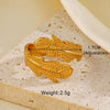 Wholesale Women's Simple Fashion Stainless Steel Leaf Opening Ring With 18K Gold Plated Electroplating In Plant Flowers Style