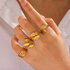 Wholesale Women's Simple Fashion Stainless Steel Leaf Opening Ring With 18K Gold Plated Electroplating In Plant Flowers Style