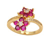 Wholesale Women's Simple Flower Pattern Copper Real Gold Plated Ring