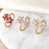 Wholesale Women's Simple Flower Pattern Copper Real Gold Plated Ring
