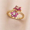 Wholesale Women's Simple Flower Pattern Copper Real Gold Plated Ring