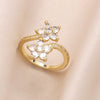 Wholesale Women's Simple Flower Pattern Copper Real Gold Plated Ring