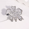 Wholesale Women's Simple Flower Pattern Goldplated Stainless Steel Open Rings Hand Jewelry