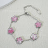 Wholesale Women's Simple Flowers Pattern Electroplated Titanium Steel Clover Bracelet