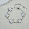 Wholesale Women's Simple Flowers Pattern Electroplated Titanium Steel Clover Bracelet