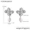 Wholesale Women's Simple Fresh Water Pearl Flower Titanium Steel Earrings With Electroplating Design