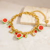 Wholesale Women's Simple Fruit Shaped Titanium Steel Electroplated Bracelet With Cherry Pendant Jewelry Accessory