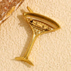 Wholesale Women's Simple Full Diamond Geometric Wine Glass Brooch Stainless Steel 18K Gold Plated