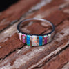 Wholesale Women's Simple Geometric Alloy Opal Stone Ring With Electroplating