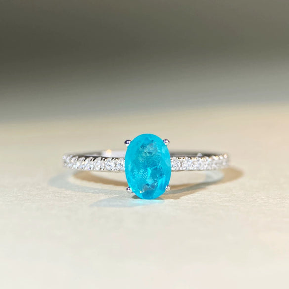 Wholesale Women's Simple Geometric Aquamarine Ring S925 Sterling Silver With Zircon And High Carbon Diamond Electroplated