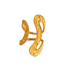 Wholesale Women's Simple Geometric Asymmetrical Hammer Pattern Ring Stainless Steel Real Gold Electroplated