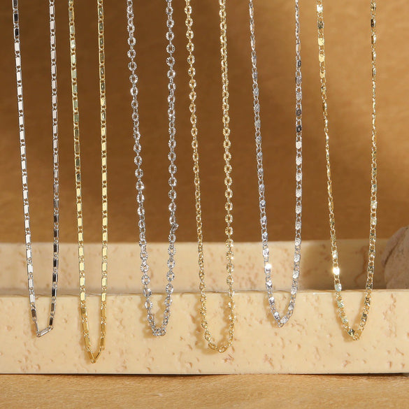 Wholesale Women's Simple Geometric Copper Bamboo Chain With Electroplating And Mixed Gemstone Setting