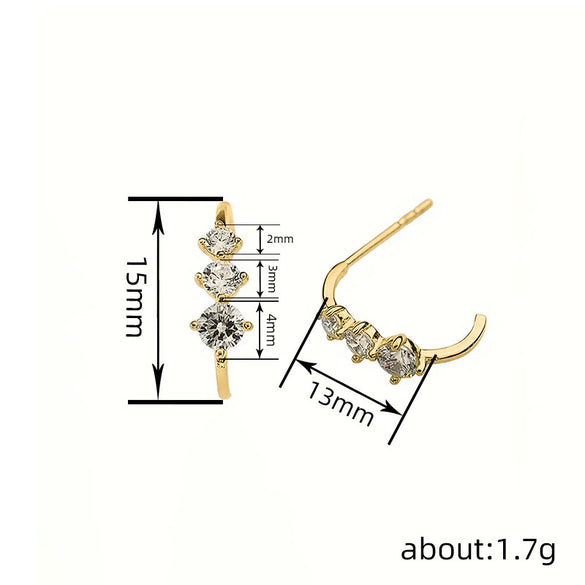 Wholesale Women's Simple Geometric Copper Earrings Inlaid With Zirconia