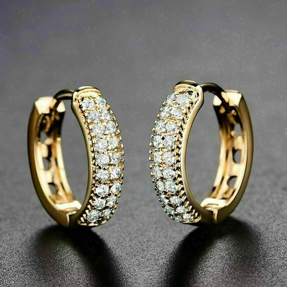 Wholesale Women's Simple Geometric Copper Earrings With Microinlaid Zirconia