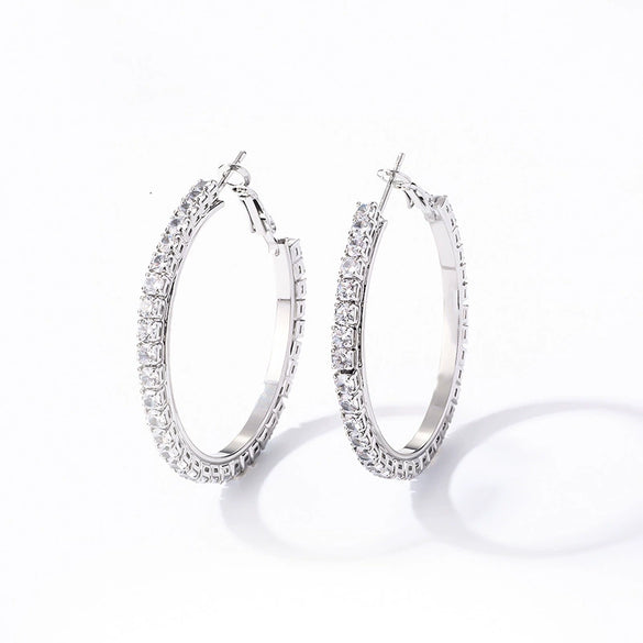 Wholesale Women's Simple Geometric Copper Earrings With Zircon Inlay